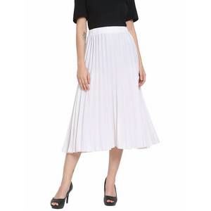 NEW ROSLYN pleated a-line midi skirt in white